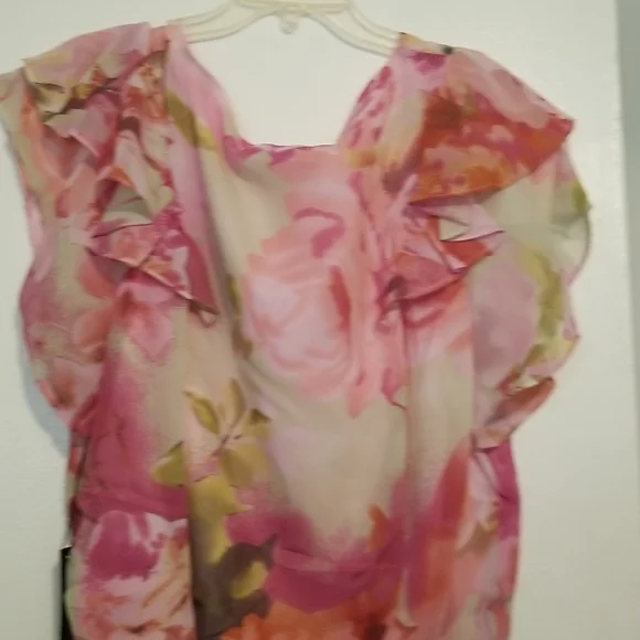 New BCBG MAXAZRIA Secret Garden Pink Floral Watercolor Paint Print Dress - Picture 7 of 12